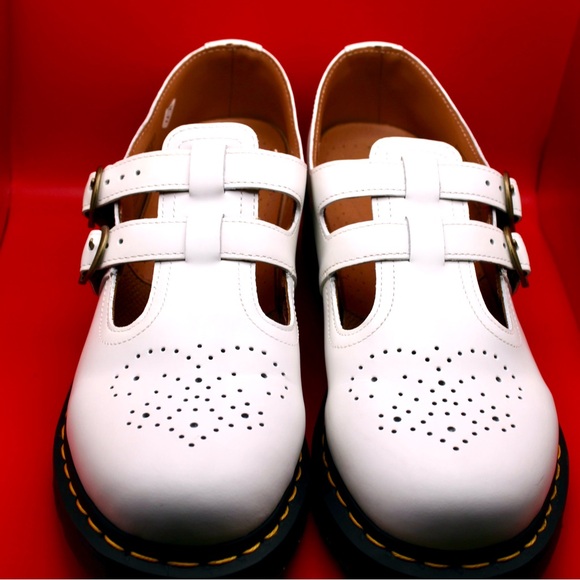 Dr. Martens White Platform Shoes with Buckle Straps - Picture 2 of 3